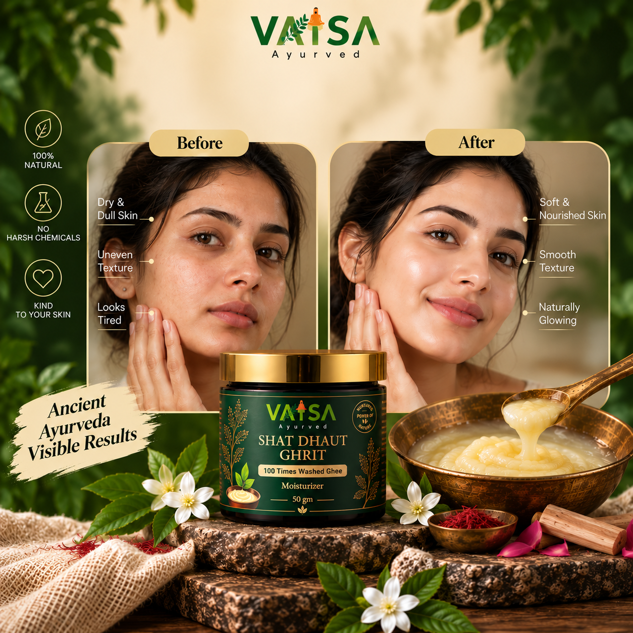 Vatsa Shata Dhauta Ghrita — before and after results